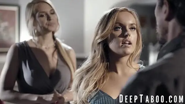 Busty step cousins have a hardcore threeway with hung guy