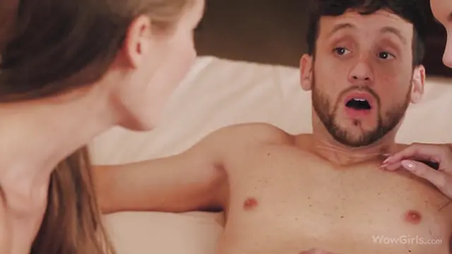 Two hot babes Liz Ocean and Tiffany Tatum pleasure a lucky man to satisfaction