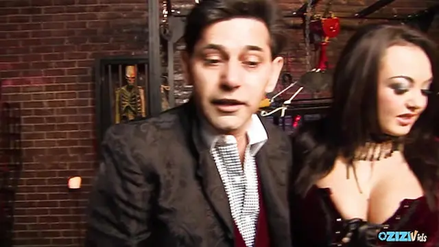 One man shares his time with two hot girls in the dark pleasure chamber