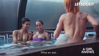 Dirty lesbian threesome between Susy Gala, Canela Skin & Kessy Shy at The Pool's SKANK KNOWS party.